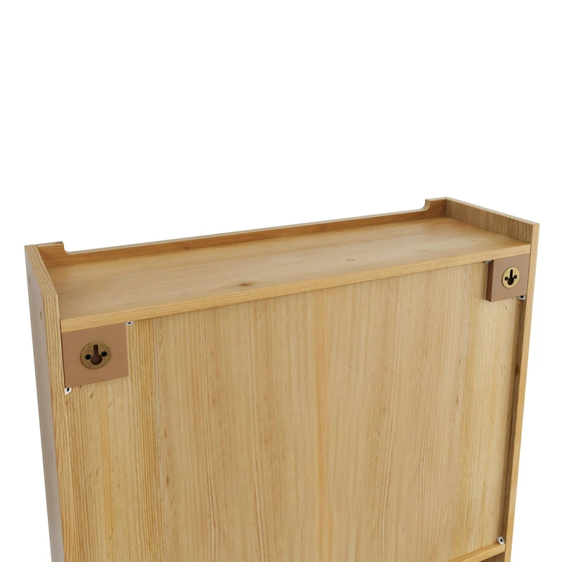Armoire murale de cuisine effet bois massif et verre, style vintage, 3 niveaux BRIARSNOW