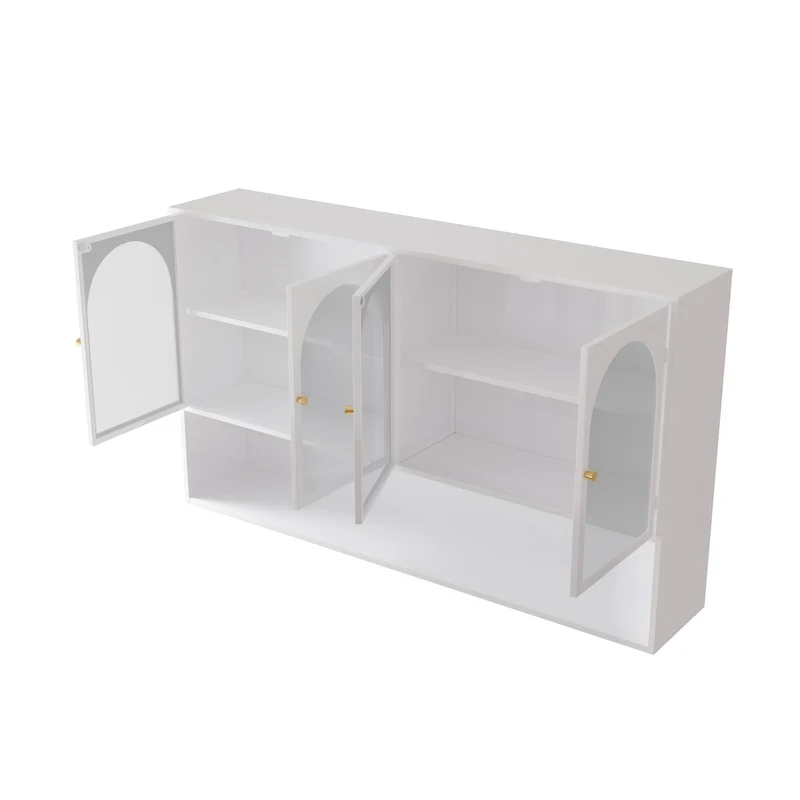 Armoire murale de cuisine métallique blanche avec 4 portes vitrées 120cm SCANDINAVIANCONCRETE
