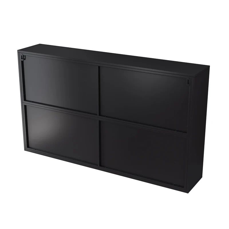 Armoire murale de cuisine métallique noire style industriel avec 4 portes vitrées 120cm SCANDINAVIANBOOKCASE