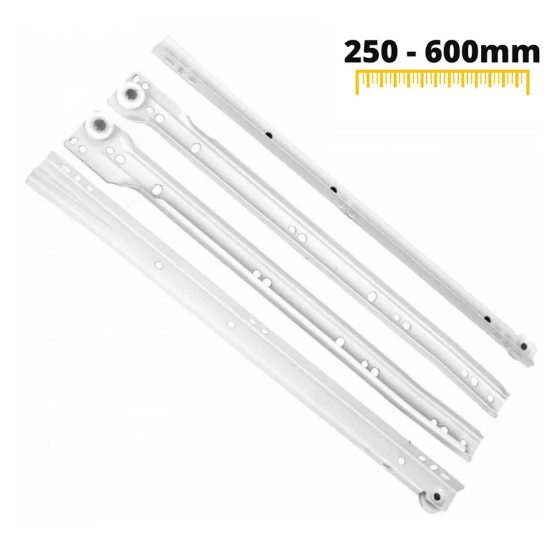 Ensemble de glissières à rouleaux POM blanches - 250-600mm
