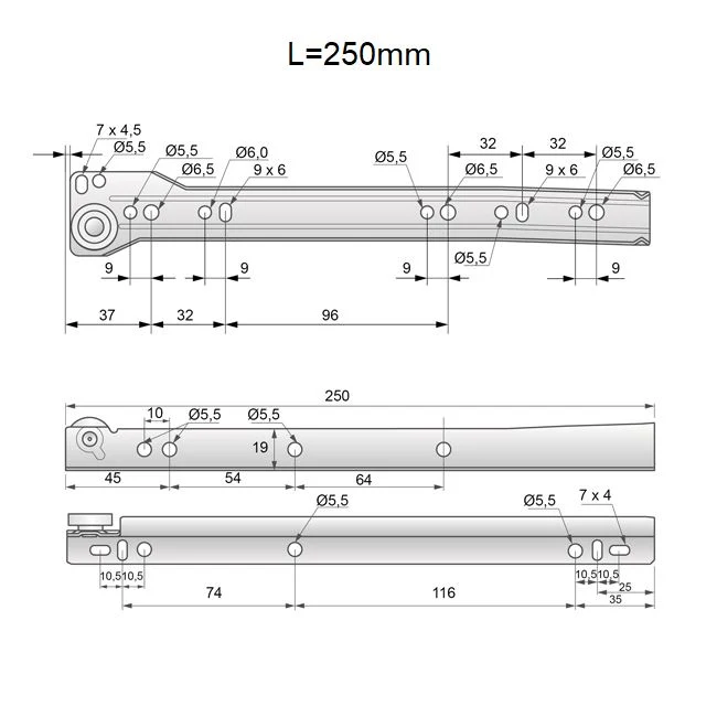 Ensemble de glissières à rouleaux POM blanches - 250-600mm