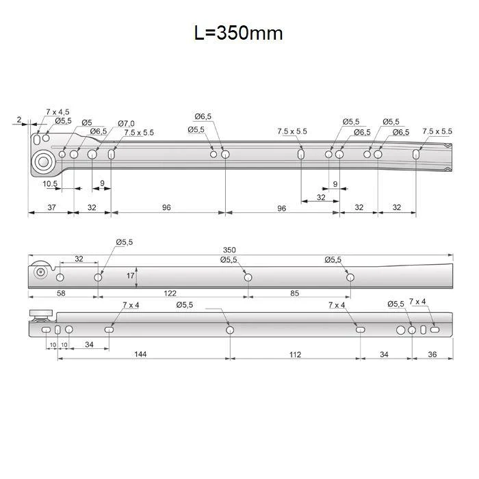 Ensemble de glissières à rouleaux POM blanches - 250-600mm