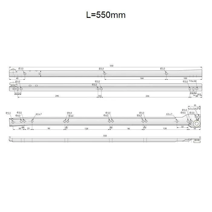 Ensemble de glissières à rouleaux POM blanches - 250-600mm