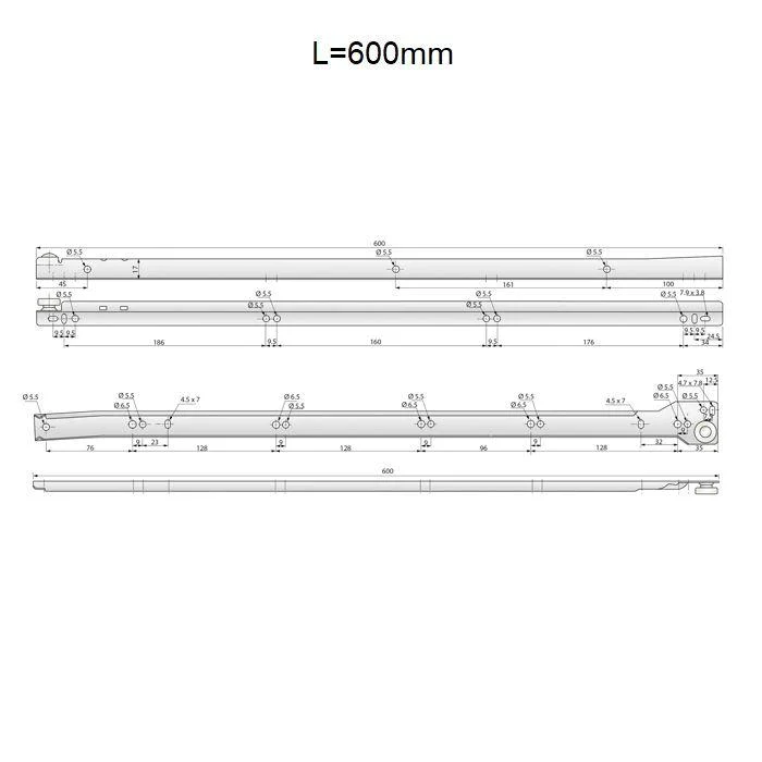 Ensemble de glissières à rouleaux POM blanches - 250-600mm