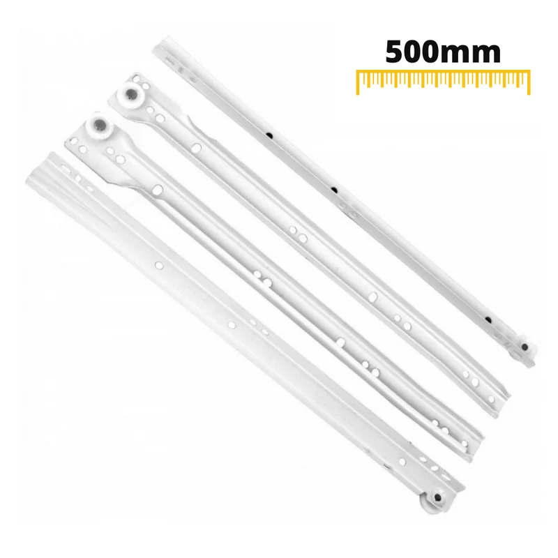 Ensemble de glissières à rouleaux POM blanches - 250-600mm