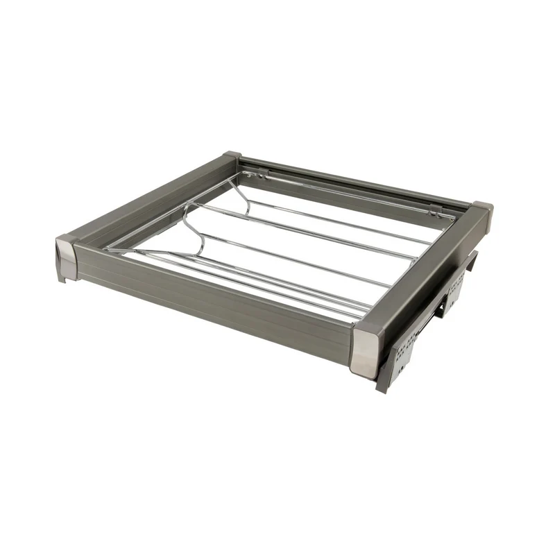 Étagère à chaussures coulissante 80 cm Soft-Close - Chrome/Aluminium - Gris