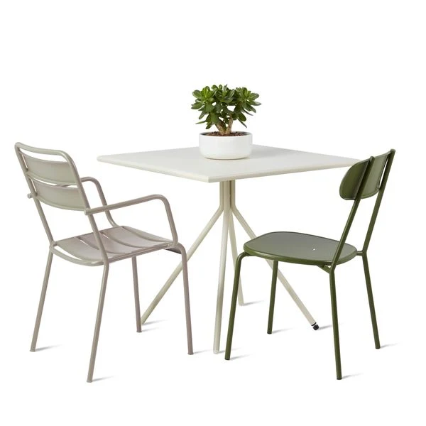 Table de jardin carrée 80cm pied central métal beige OPUS