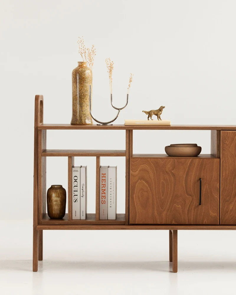 Mid-Century Credenza · Vinyl, Open & Cabinet · 143 cm