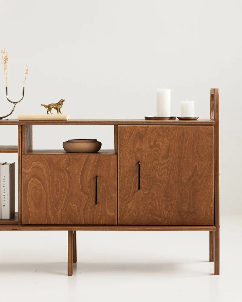 Mid-Century Credenza · Vinyl, Open & Cabinet · 143 cm