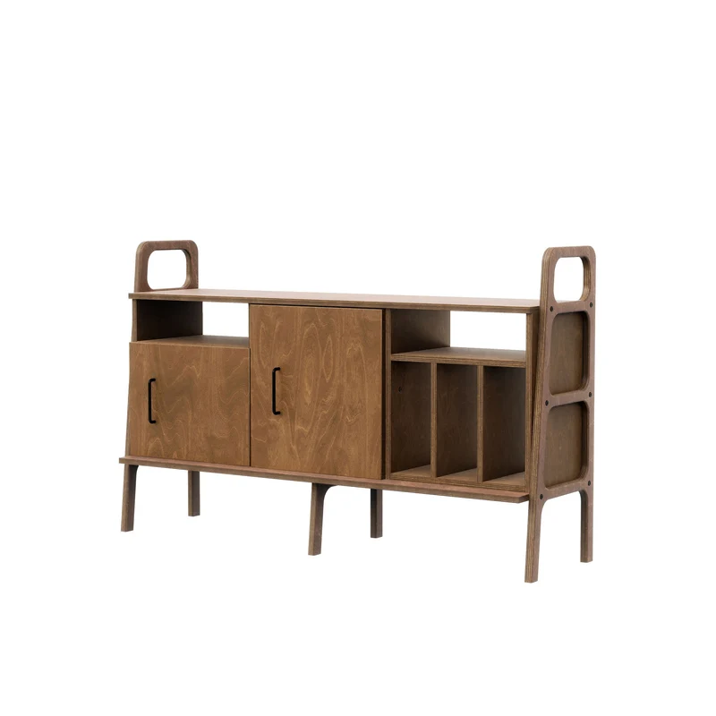 Mid-Century Credenza · Vinyl, Open & Cabinet · 143 cm