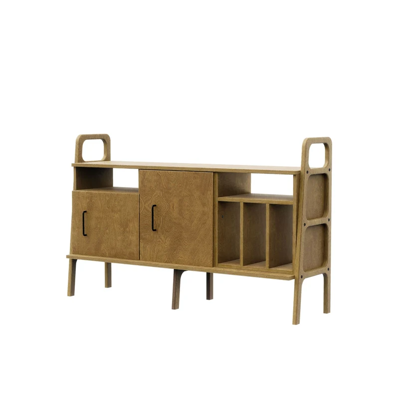 Mid-Century Credenza · Vinyl, Open & Cabinet · 143 cm