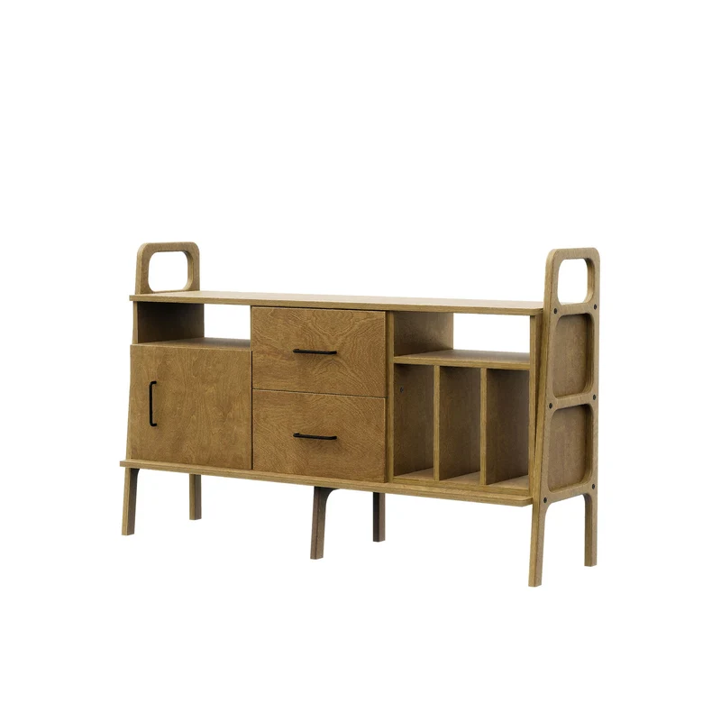 Mid-Century Credenza · Vinyl, Open & Drawer · 143 cm