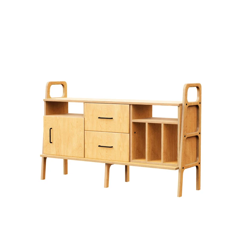 Mid-Century Credenza · Vinyl, Open & Drawer · 143 cm