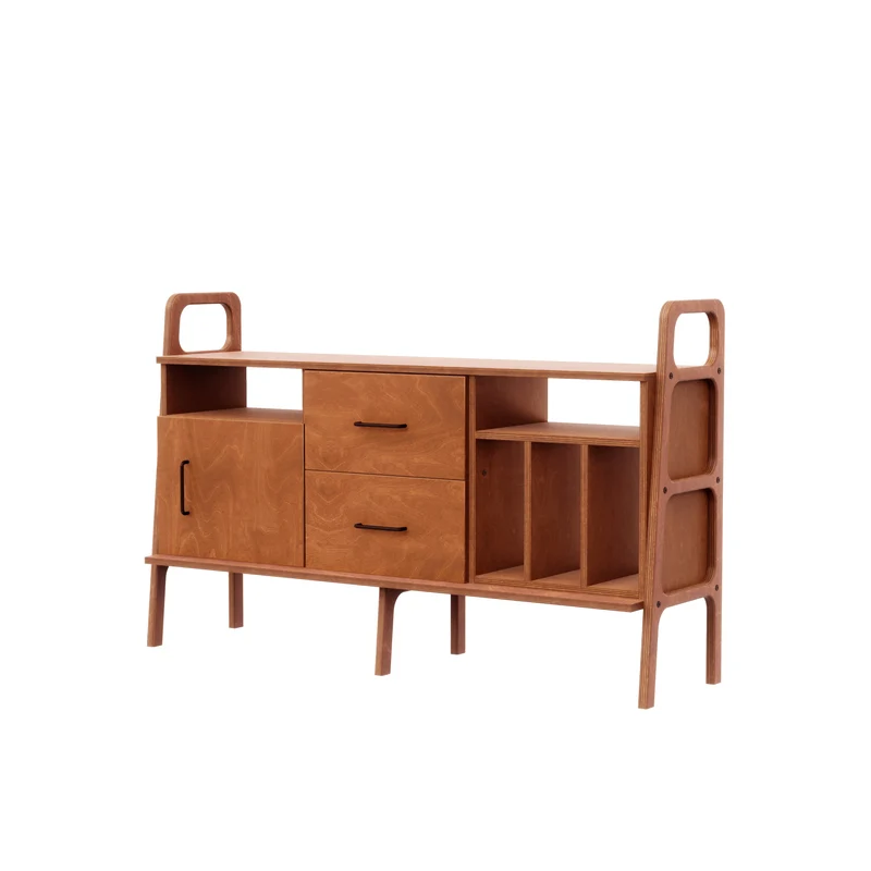 Mid-Century Credenza · Vinyl, Open & Drawer · 143 cm