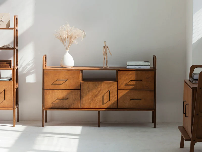 Mid-Century Credenza · Two Drawers & Open · 143 cm