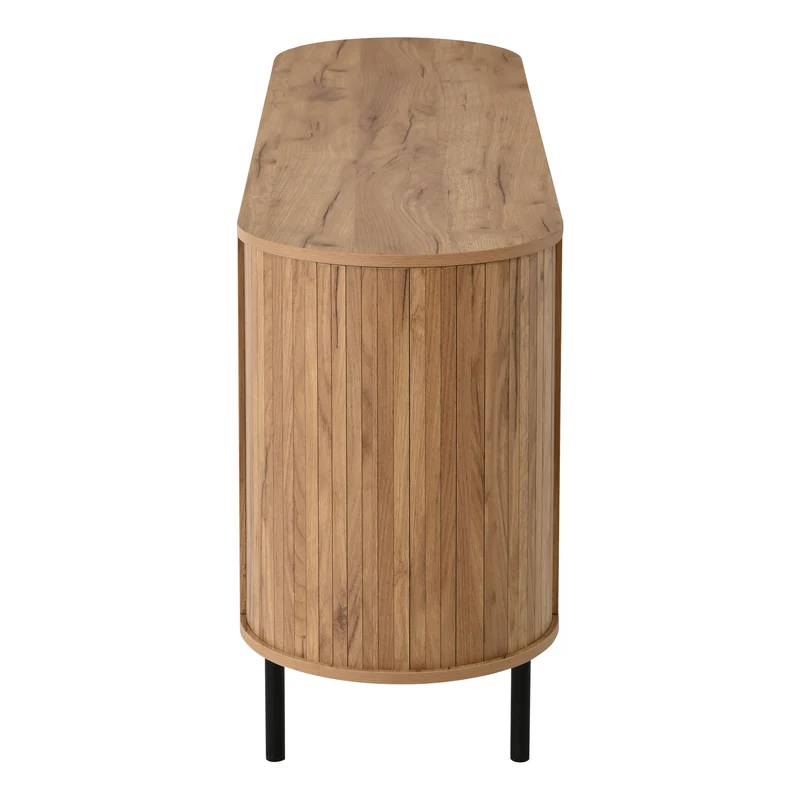 Buffet 160 cm effet bois, 6 tiroirs design à lattes, style cannage naturel PANELRESIN