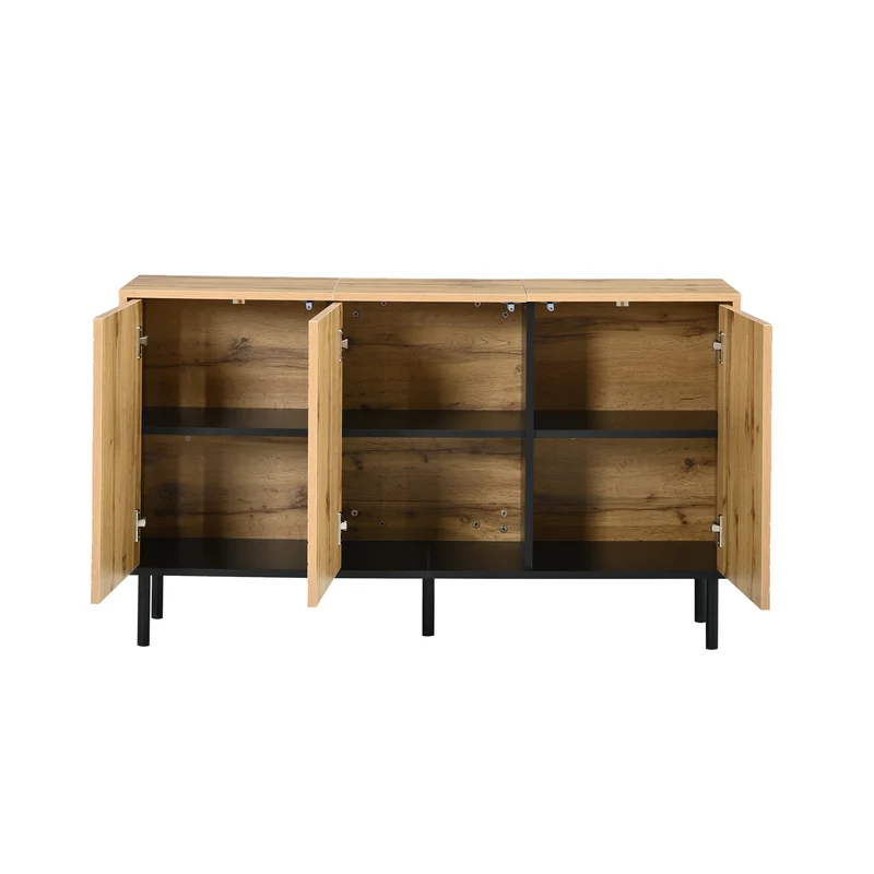 Buffet effet bois design geometric 3 portes 6 compartiments MODERNCORNER