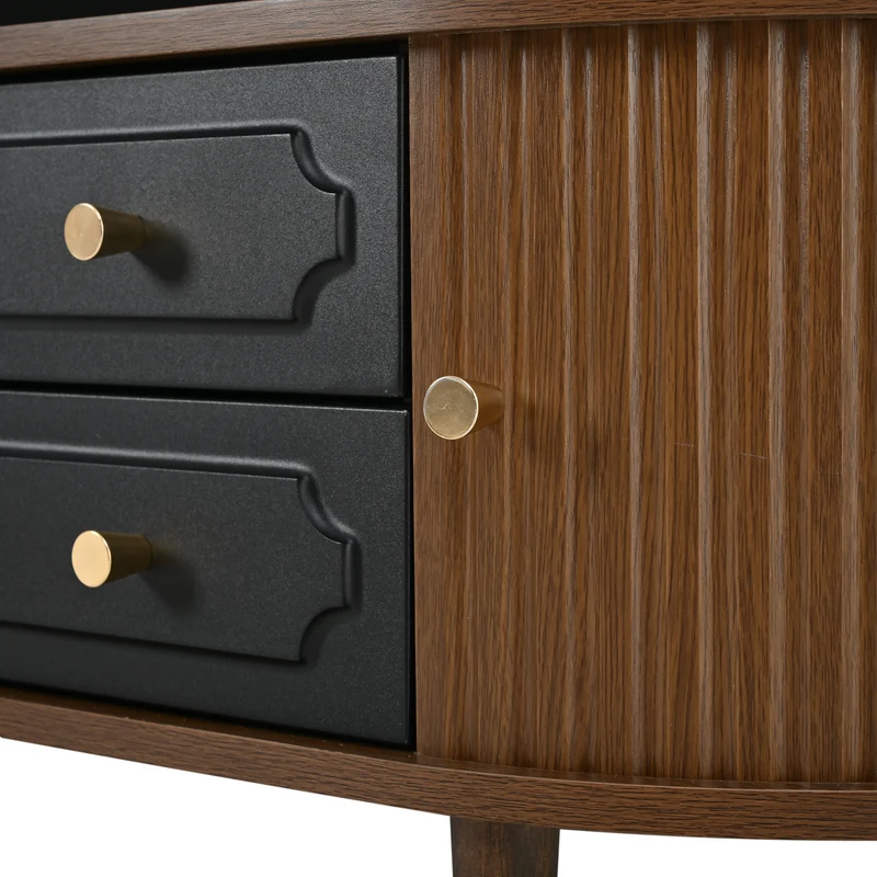 Table basse effet noyer et noir avec tiroirs, style rétro 100x50x36cm MODERNSIDEBOARDART