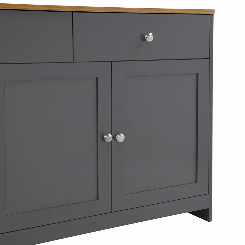 Buffet effet bois et gris 4 portes 3 tiroirs style campagne chic PLANTCOLLECTION