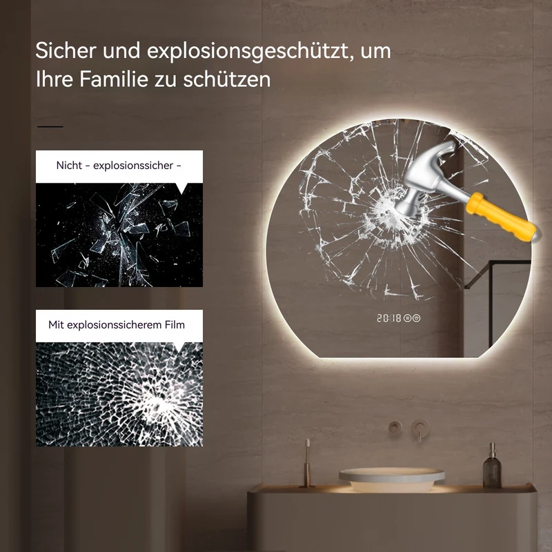 Steptoe Miroir Rond LED 80cm avec Lumière, Anti-Buée, Dimmable, 3 Couleurs – Miroir de Salle de Bain Moderne