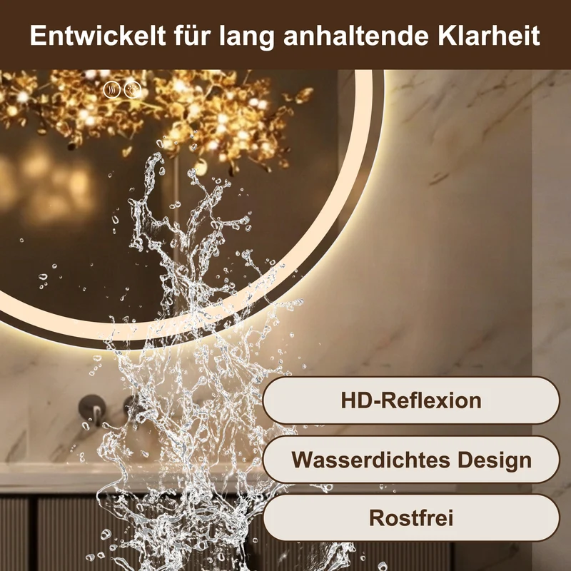 Parallelepipedous 60x120cm Miroir Ovale Sans Cadre LED, Miroir Intelligent Anti-Buée pour Salle de Bain, Argent