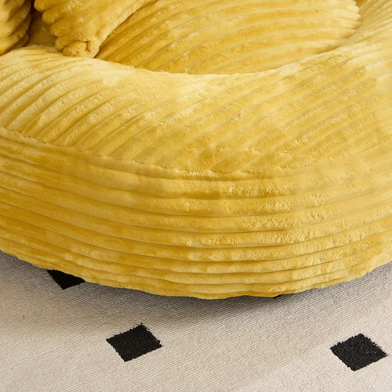 Canapé chauffeuse fauteuil rond en velours côtelé chenille jaune fauteuil lounge LARVALCASE