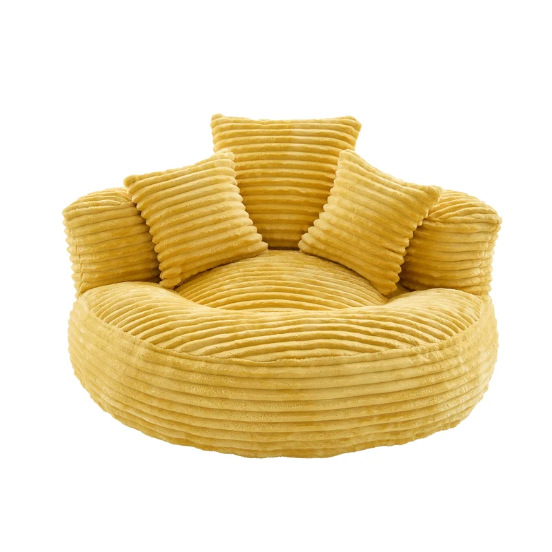 Canapé chauffeuse fauteuil rond en velours côtelé chenille jaune fauteuil lounge LARVALCASE