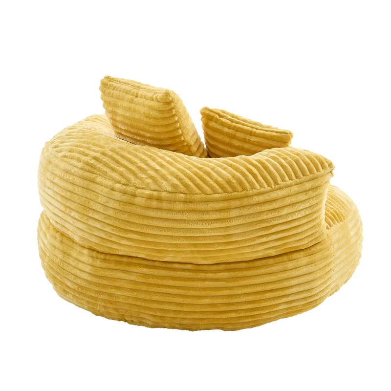 Canapé chauffeuse fauteuil rond en velours côtelé chenille jaune fauteuil lounge LARVALCASE