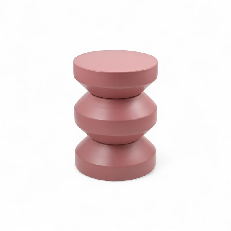 Bout de canapé rond en métal framboise