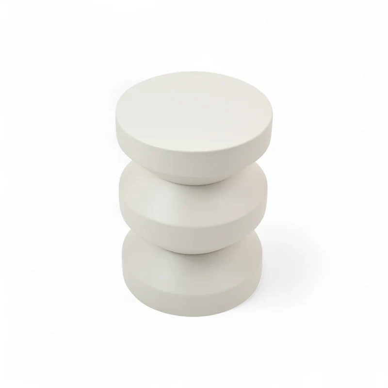 Bout de canapé rond en métal gris
