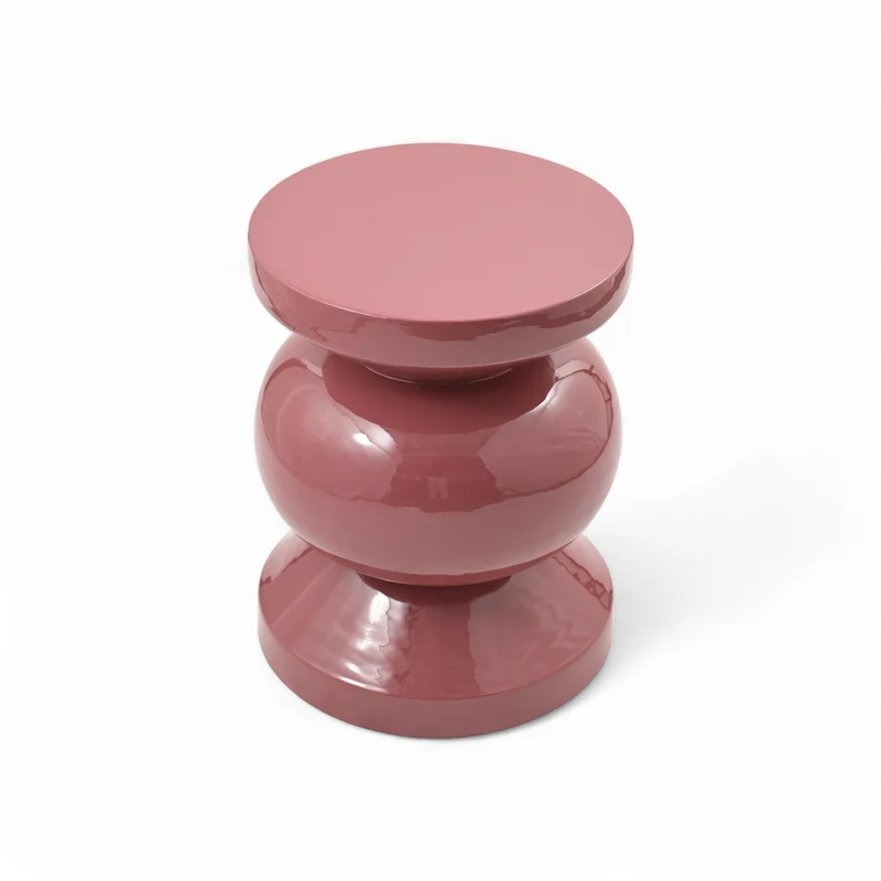 Bout de canapé rond émail framboise