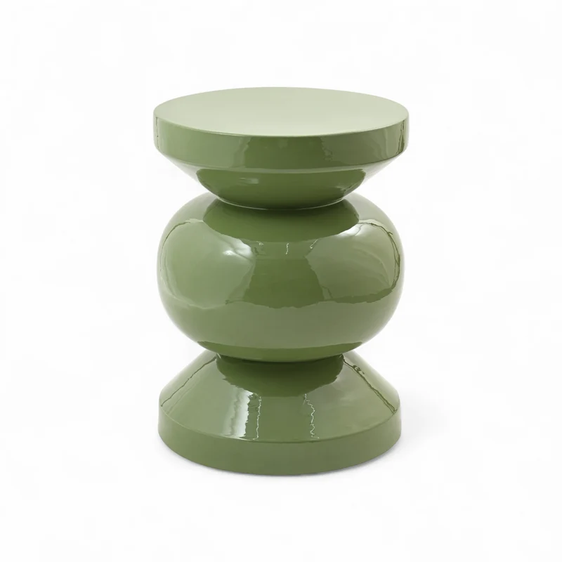 Bout de canapé rond émail vert