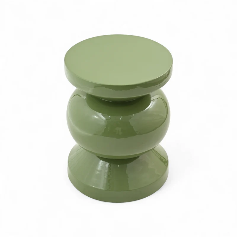 Bout de canapé rond émail vert