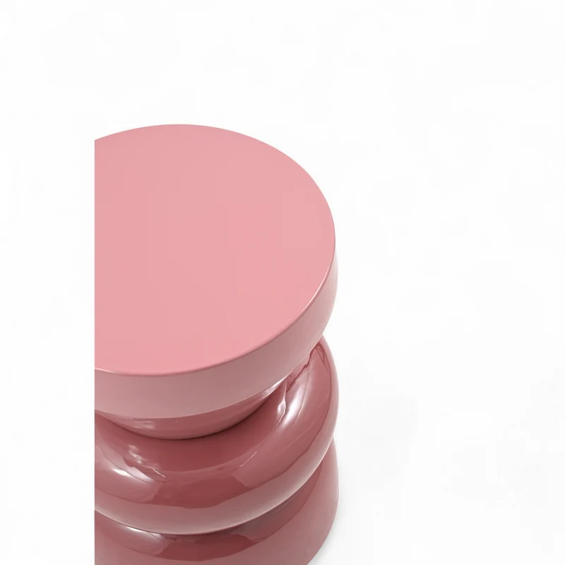 Bout de canapé rond émail bi-color framboise