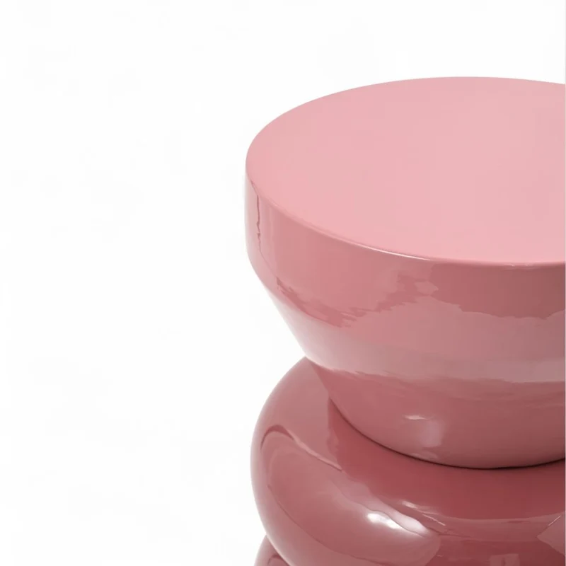 Bout de canapé rond émail bi-color framboise