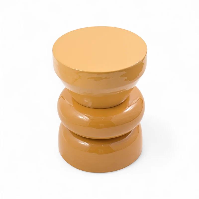 Bout de canapé rond émail bi-color bronze
