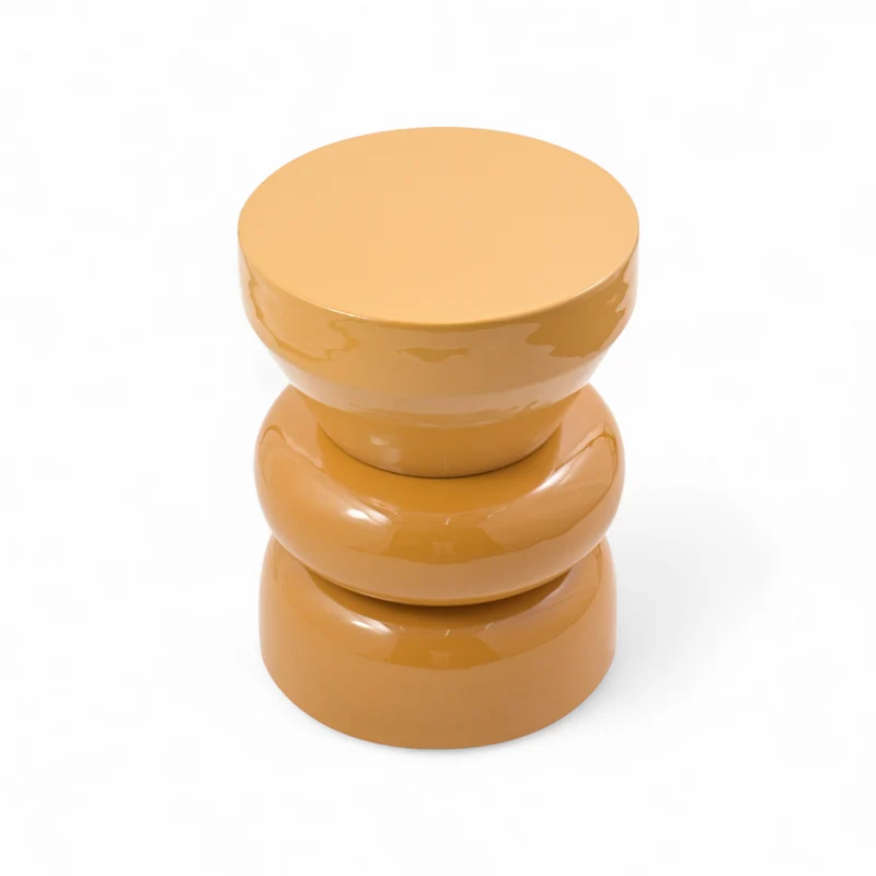 Bout de canapé rond émail bi-color bronze