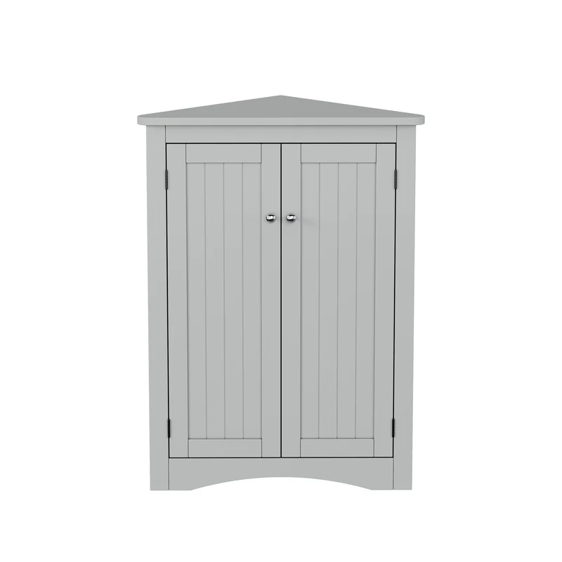 Meuble d’angle gris laqué 2 portes 3 niveaux 61,5x90cm LUNAUS