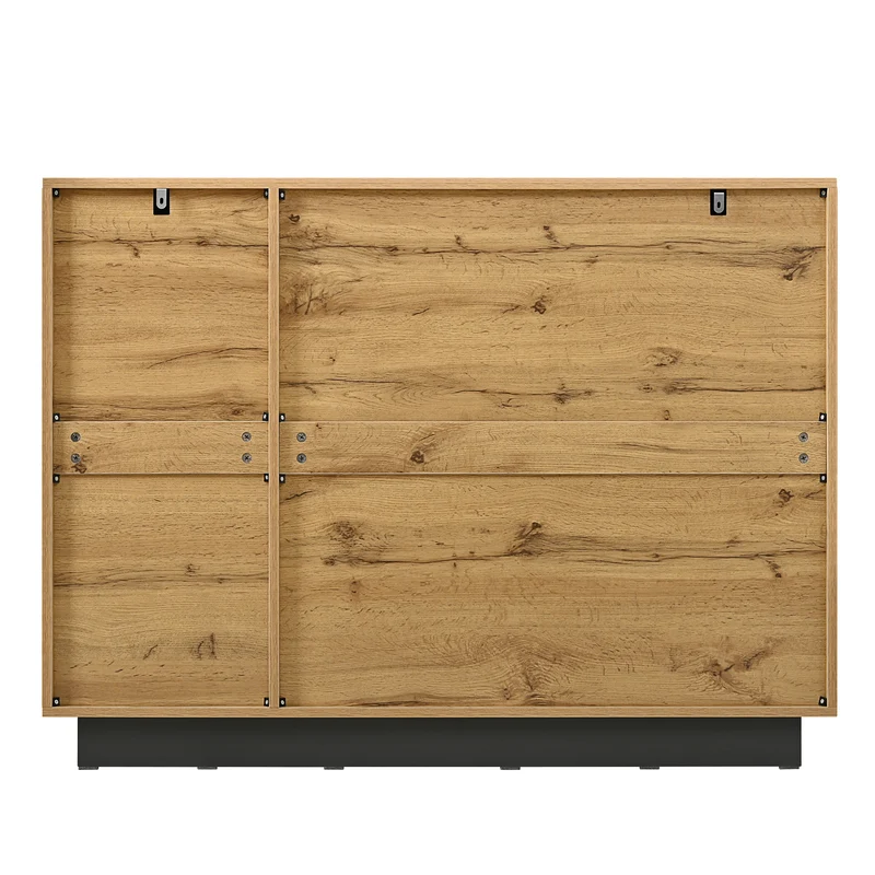 Buffet effet bois 2 portes 4 tiroirs 120x35,5x90,5 cm SOLSTICELRE