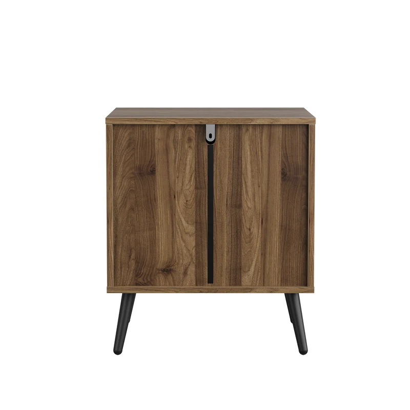 Table de chevet effet noyer 2 tiroirs sculptées 45x40x53cm FOCUSLS
