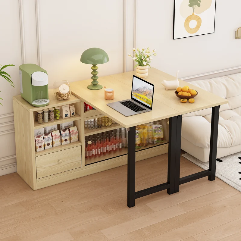 Table à salle à manger pliante et extensible avec meuble de rangement pivotant 360° SYNTROPHY