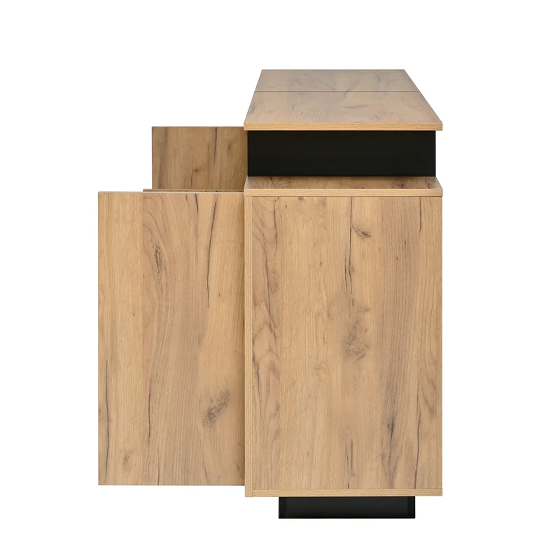 Buffet effet bois naturel 4 niches ouverts 4 portes 140x40x85cm TERRALCA