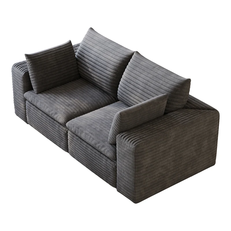 Canapé 2 places en velours côtelé gris foncé sans montage 180cm MODERNORGANIZERSET