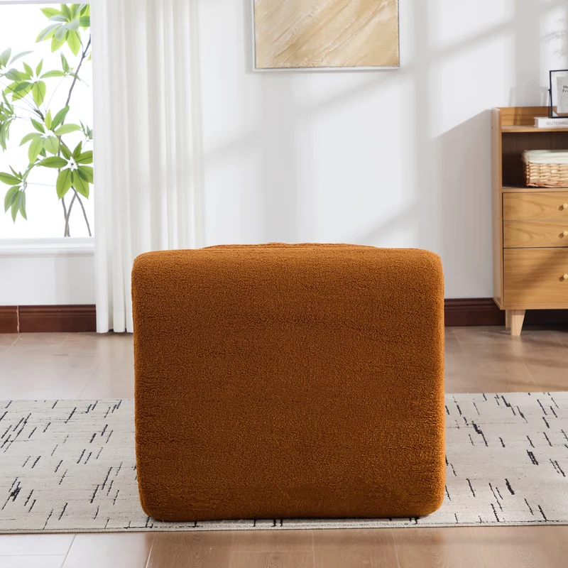 Fauteuil canapé modulable en chenille caramel avec repose-pieds sans montage 177x79cm MODERNPLANTSET