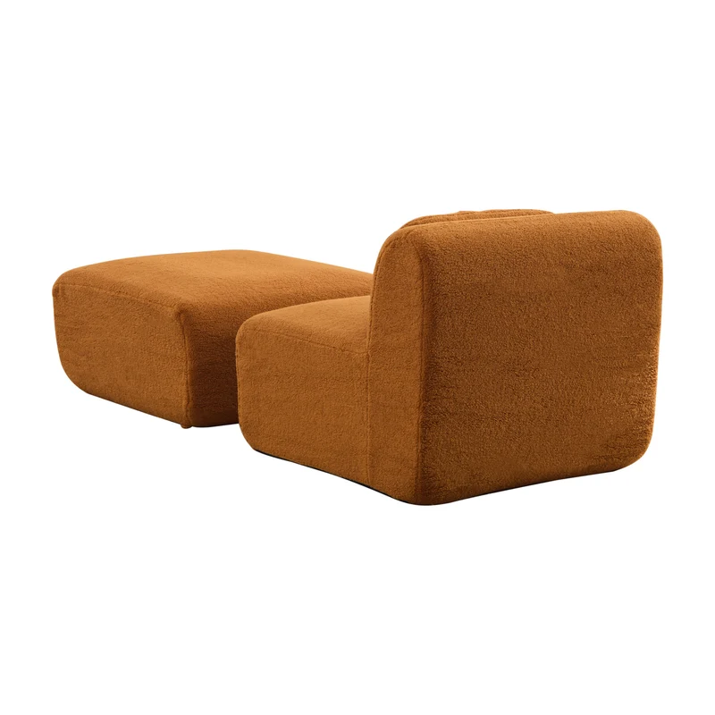 Fauteuil canapé modulable en chenille caramel avec repose-pieds sans montage 177x79cm MODERNPLANTSET