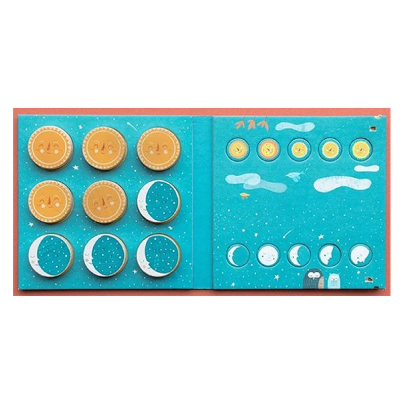 Tic-Tac-Toe en bois - Soleil et lune