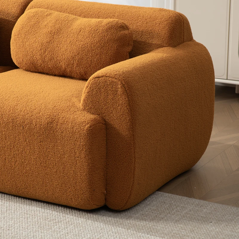 Canapé 2 places modulable en velours côtelé caramel et accoudoirs courbés, sans montage 189x91cm MODERNPLUS