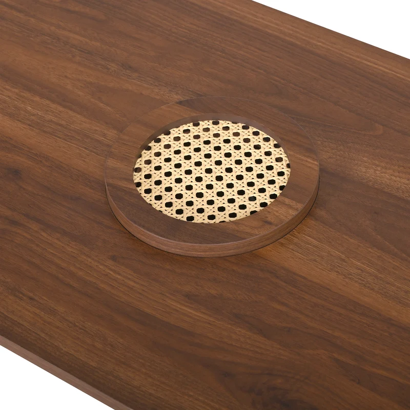 Table basse ovale effet noyer avec rangement tressé 105x50x46,5cm MODERNRACKSET