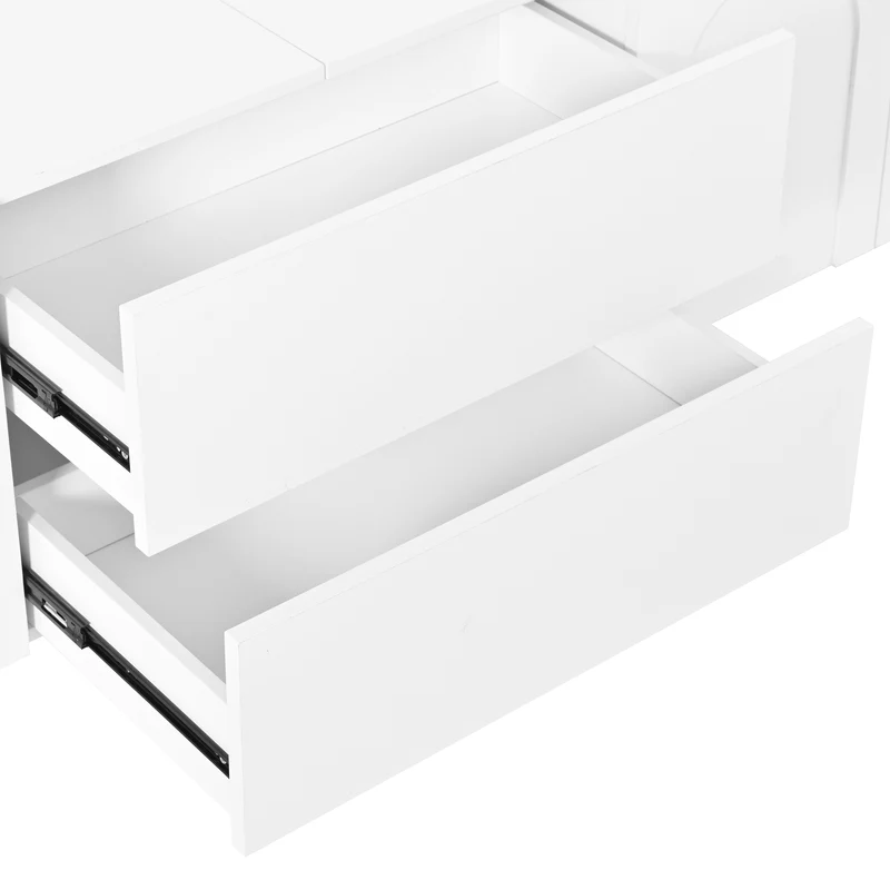 Meuble TV blanc à motif arc avec 4 portes et 2 tiroirs MODERNCREDENZASET
