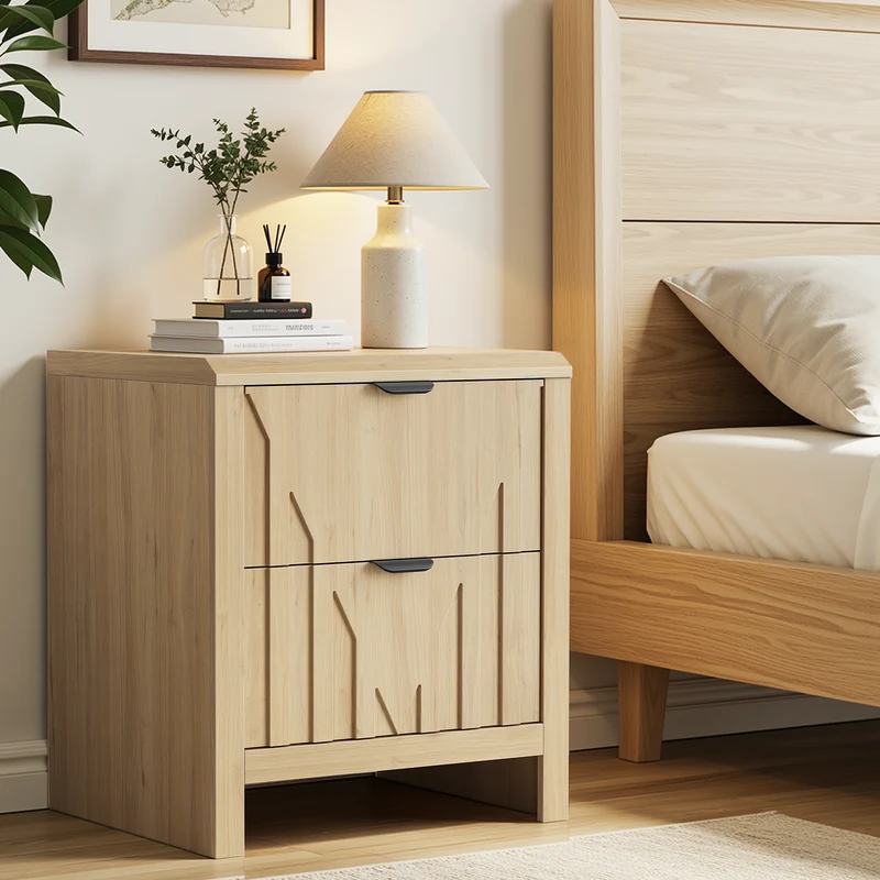 Table de chevet effet chêne 2 tiroirs 48x40x55,5cm, 1 pièce MODERNCONTAINERHOME
